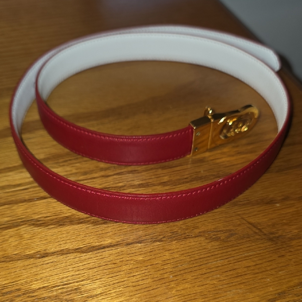 Gucci Women's Vintage Red Leather Belt (Size 70/28) - Picture 9 of 11
